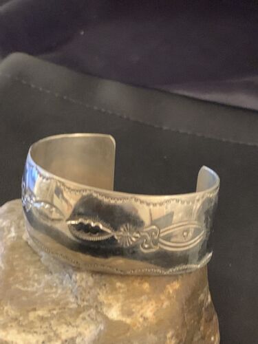 Navajo Sterling Silver Stamped Cuff Bracelet | Authentic Native American Handmade | 12824