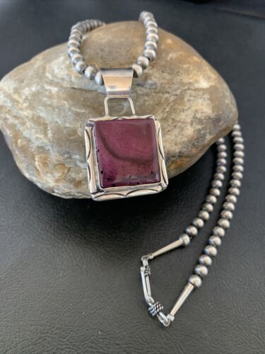 Navajo Pearls Purple Spiny Oyster Pendant Necklace | Sterling Silver | Authentic Native American Handmade | 10949