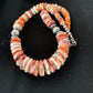 Navajo Red Spiny Oyster & Sterling Silver Graduated Necklace | Authentic Native American | 20" | 3242