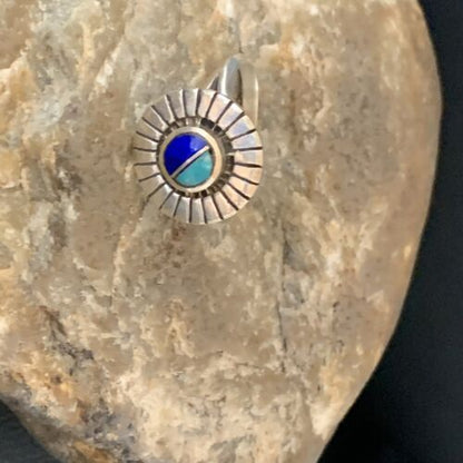 Native American Women's Navajo Blue Turquoise Lapis Inlay Ring | Sz 7 | 11197