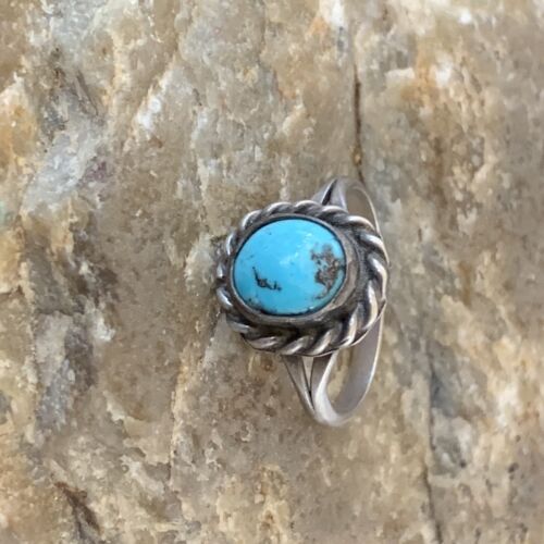 Southwestern Old Pawn Navajo Blue Turquoise Ring | Sterling Silver | Sz 5.5 | 10775