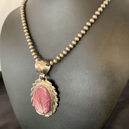 Navajo Pearls Purple Spiny Oyster Pendant Necklace | Sterling Silver | Authentic Native American Handmade | 10701