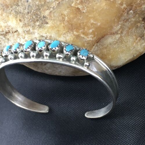 Children's Navajo Blue Turquoise Bracelet | Sterling Silver | Authentic Native American Handmade | 10183