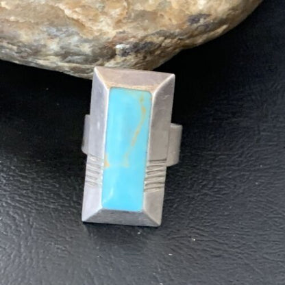 Native American Handmade Navajo Blue Turquoise Inlay Band Ring | Sz 7 | 12855