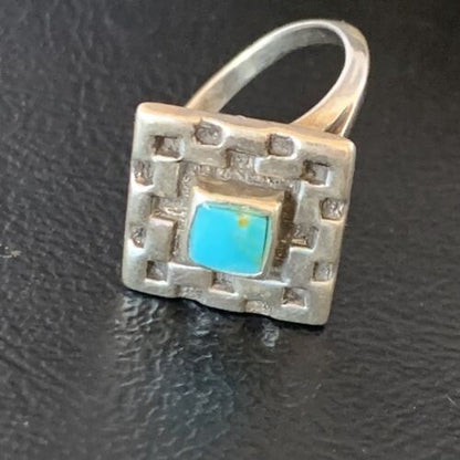 Navajo Blue Spiderweb Turquoise Inlay Ring | Sz 6.5 | Sterling Silver | Authentic Native American Handmade | 13172