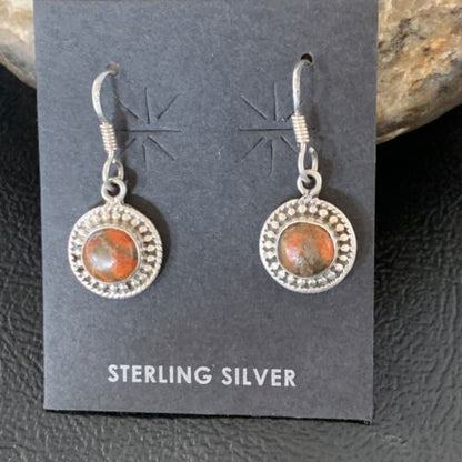 Navajo Spiny Oyster Earrings | Sterling Silver | Minimalist Native American Handmade | 12831
