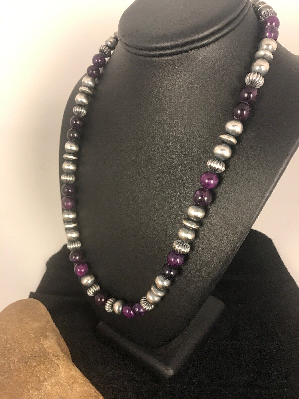 Navajo Men's Purple Sugilite Necklace | Sterling Silver | 22" | Authentic Native American Handmade | 8532