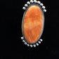 Navajo Orange Spiny Oyster Ring | Sterling Silver | Sz 9 | Authentic Native American Handmade | 10071