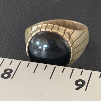 Men's XL Navajo Black Onyx Ring | Sterling Silver | Sz 14 | Authentic Native American Handmade | 11957