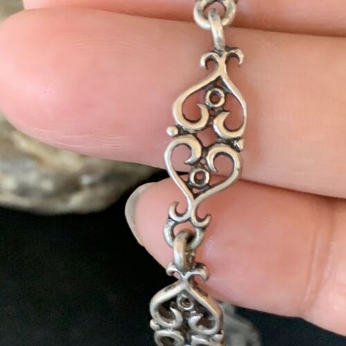 Old Pawn Navajo Sterling Silver Link Bracelet | 8" | Authentic Native American Handmade | 13730