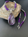Native American Sterling Silver Navajo Pearl Purple Sugilite Pendant | Authentic Handmade | 11916