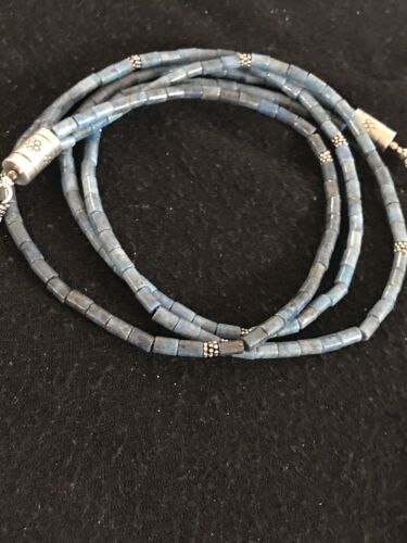 Native American Denim Lapis 3 Strand Necklace | Navajo Sterling Silver | 8472