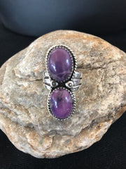 Navajo Purple Charoite Multi-Stone Ring | Authentic Native American Sterling Silver | Multi-Stone | Sz 8.25
