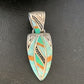 Navajo Spiny White Green Opal Inlay Pendant | Sterling Silver | Authentic Native American Handmade | 12481