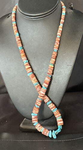 Purple Spiny Oyster Turquoise Necklace | Navajo Sterling Silver | 26" | Authentic Native American Jewelry | 14625 - Masha USA