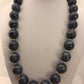 Authentic Native American Handmade | Navajo Sterling Silver Denim Lapis Bead Necklace | 20" | 16mm