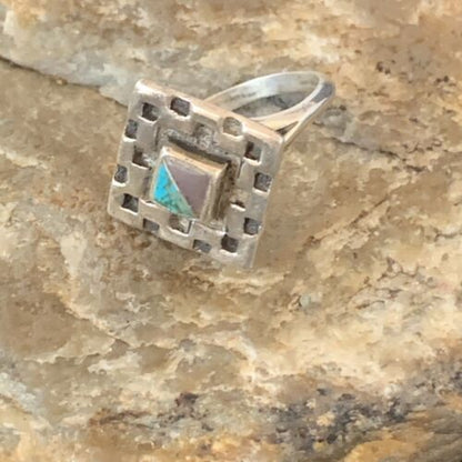Native American Women's Navajo Blue Turquoise Sugilite Inlay Ring | Sz 7 | 11286