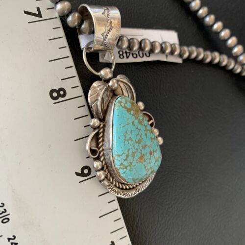 Navajo Men's Turquoise #8 Pendant Necklace | Sterling Silver | Native American Handmade | 948