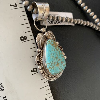 Navajo Men's Turquoise #8 Pendant Necklace | Sterling Silver | Native American Handmade | 948