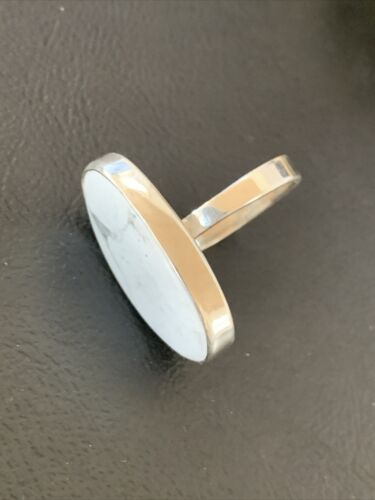 Navajo White Howlite Ring | Sterling Silver | Sz 9.5 | Authentic Native American Handmade | 11610