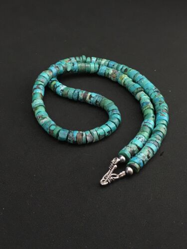Navajo Turquoise Heishi Bead Necklace | Sterling Silver | 20" | Authentic Native American Handmade | 3286