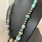 Sterling Silver Navajo Pearls Necklace | Dry Creek Turquoise Beads | Native American Handmade |21" | 1387