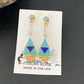 Navajo Multi-Color Turquoise Spiny Opal Inlay Earrings | Sterling Silver | 1.5" | 12010