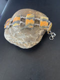 Navajo Bumblebee Jasper 5-Stone Link Bracelet | Sterling Silver | 7.5" | Authentic Native American Handmade | 11654