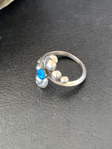 Southwestern Women's Navajo Blue Opal Ring | Sterling Silver | Sz 7 | 10814