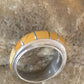 Navajo Yellow Gold Turquoise Inlay Ring | Sterling Silver | Sz 6.5 | Authentic Native American Handmade | 10354