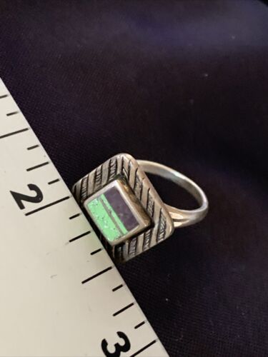 Navajo Multi-Color Green Gaspeite Sugilite Inlay Ring | Sterling Silver | Sz 6.25 | 13135