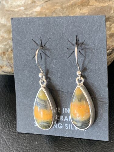 Native American Navajo Bumblebee Jasper Earrings Set | Sterling Silver | Handmade | 1560