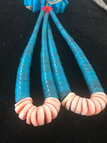 Navajo Turquoise Jacla Necklace | Sterling Silver | Santo Domingo | Authentic Native American Handmade | 3166