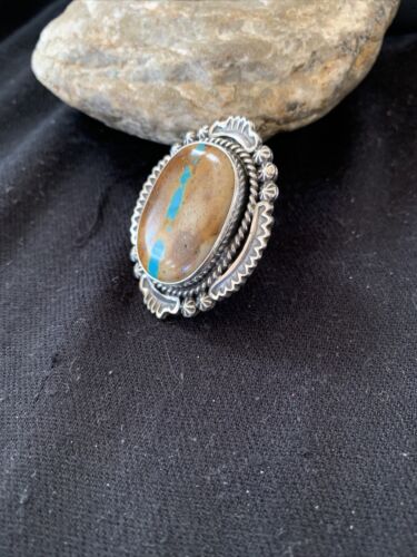 Navajo Blue Boulder Turquoise Ring | Sterling Silver | Sz 7 | 00749