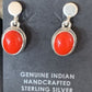 Native American Navajo Red Coral Dangle Earrings | Sterling Silver | 1" | 13114