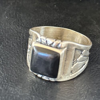 Native American Men's Navajo Black Onyx Ring | Sterling Silver | Sz 12.5 | 14445