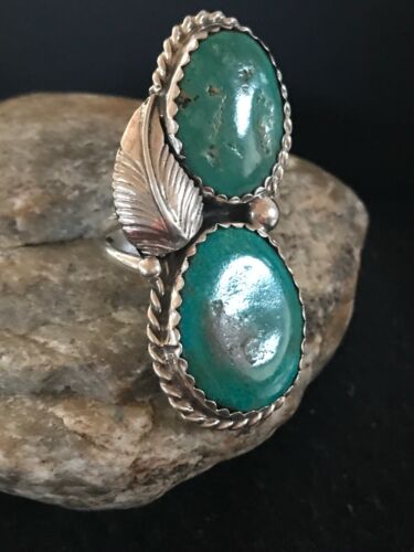 Navajo Apache Turquoise Ring | Authentic Native American Sterling Silver | Multi-Stone | Sz 7 | 2891