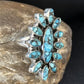 Navajo Blue Turquoise Cluster Ring | Authentic Native American Sterling Silver | Multi-Stone | Sz 6.5 | 14227