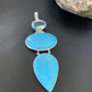 Navajo Blue Topaz Turquoise Multi-Stone Pendant | Authentic Native American Sterling Silver | 3.5" | 12023