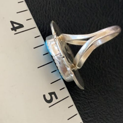 Navajo Blue Kingman Turquoise Ring | Sterling Silver | Sz 8 | Authentic Native American Handmade | 12960