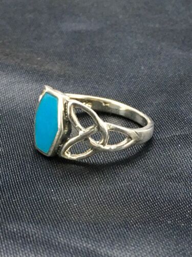 Native American Navajo Blue Turquoise Ring | Sterling Silver | Sz 6.75 | 2951 - Masha USA