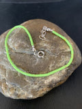 Navajo Green Gaspeite Heishi Tube Beads Bracelet | Sterling Silver | 8" | Authentic Native American Handmade | 13210