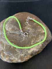 Navajo Green Gaspeite Heishi Tube Beads Bracelet | Sterling Silver | 8" | Authentic Native American Handmade | 13210
