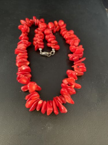Navajo Bamboo Coral Strand Necklace | Sterling Silver | 18" | Authentic Native American Handmade | 13496