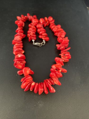 Women's Navajo | Native American | Bamboo Coral Strand Necklace | Sterling Silver | 18" | 13495