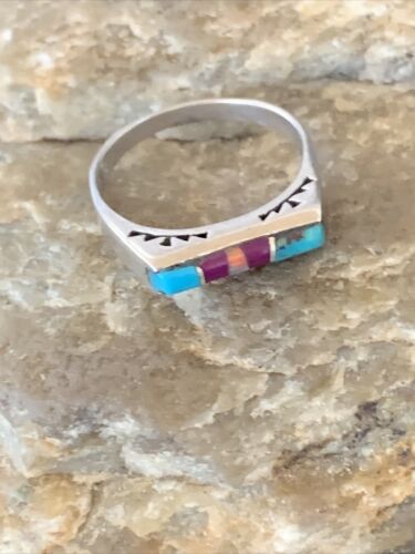 Navajo Blue Turquoise Purple Sugilite Opal Inlay Ring | Sz 6 | Authentic Native American Handmade | 11148