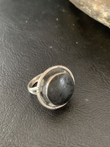 Native American Design Black Onyx Pinky Ring | Sterling Silver | Sz 3.5 | 10799