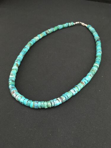 Navajo Turquoise Heishi Bead Necklace | Sterling Silver | 20" | Authentic Native American Handmade | 3286
