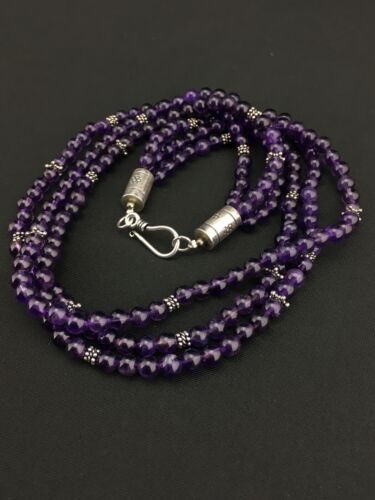 Native American Navajo 3-Strand Amethyst Necklace | Sterling Silver | 19" | 1328