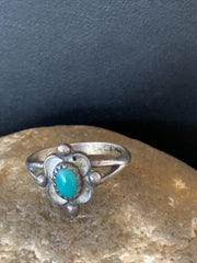 Navajo Green Turquoise Ring | Sterling Silver | Sz 5.5 | Authentic Native American Handmade | 10786